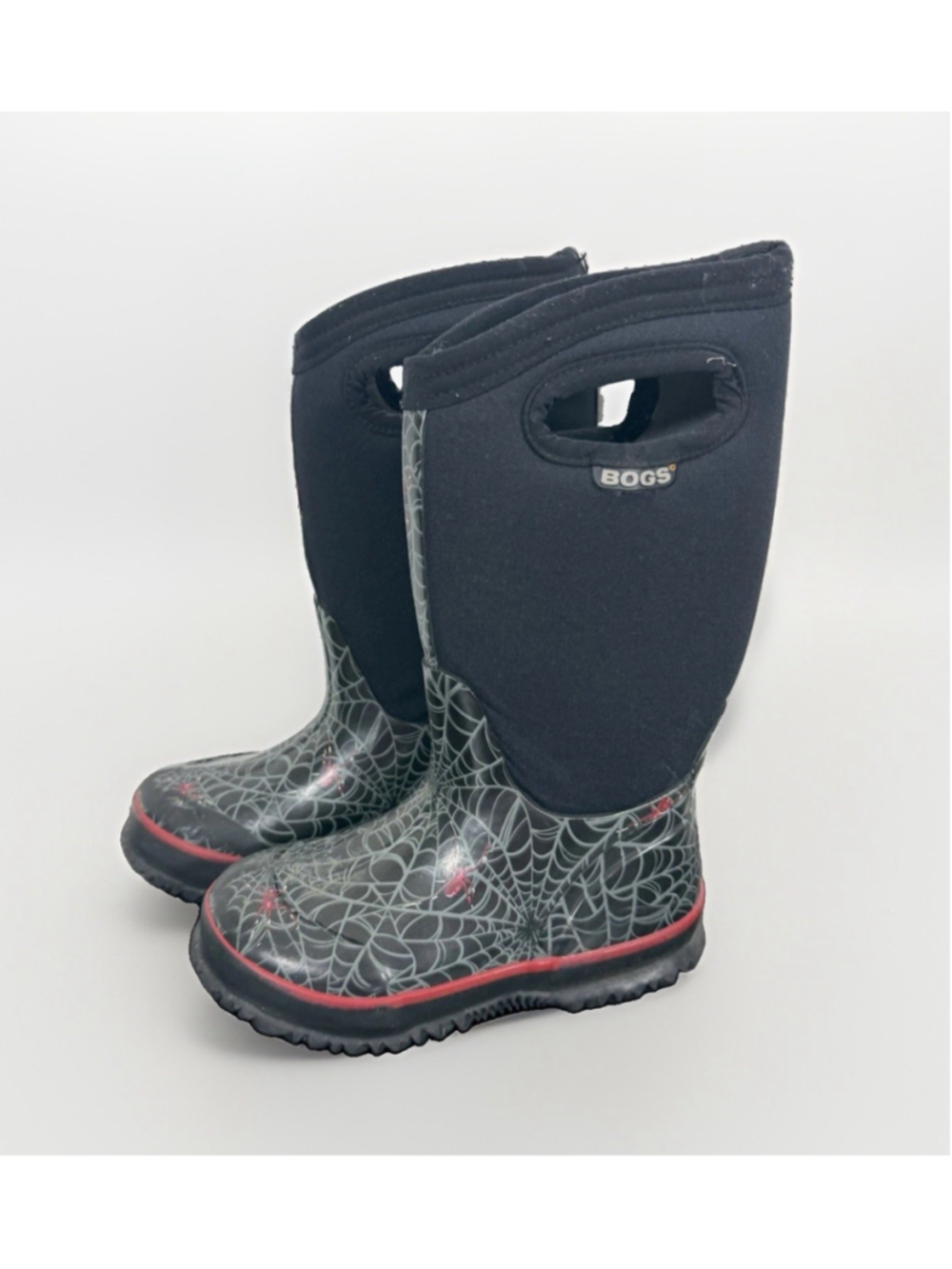 Bogs Classic Hi Spiders Pull On Rain Boots Waterproof Snow Little Boys Size 12